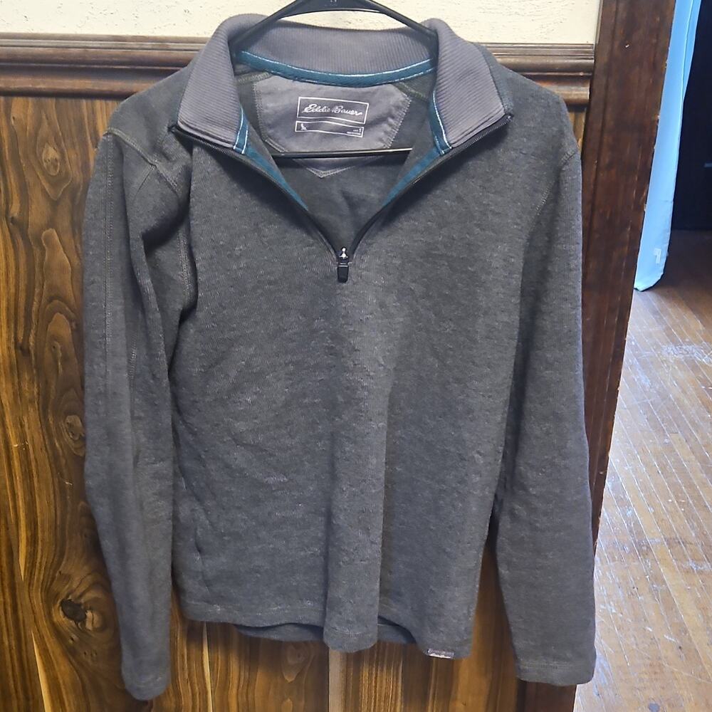 Eddie Bauer Gray 1/4‎ Zip Collared Pullover Sweatshirt Knit Size S